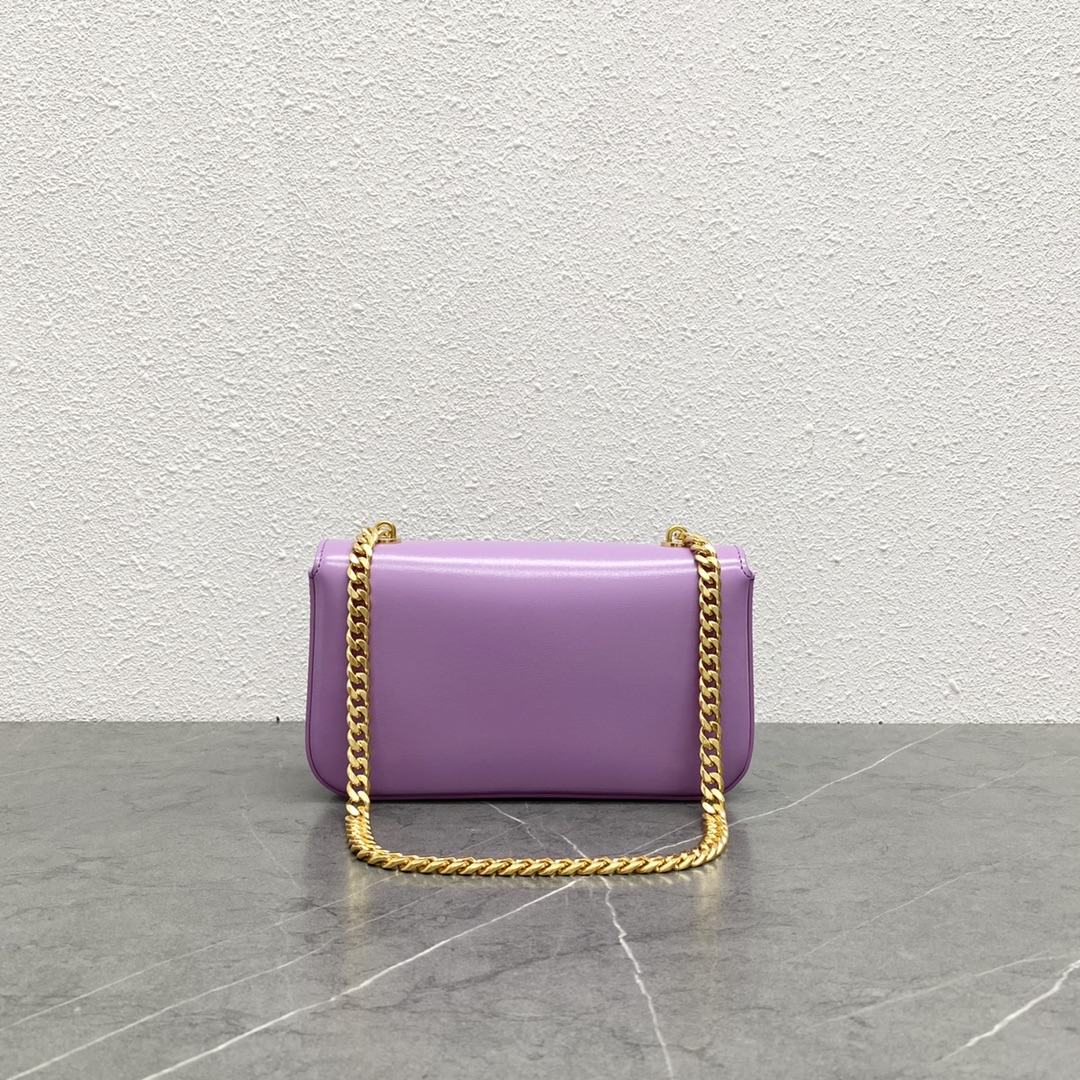 Celine Chain Shoulder Bag Cuir Triomphe In Shiny Calfskin Lilac Purple 199243